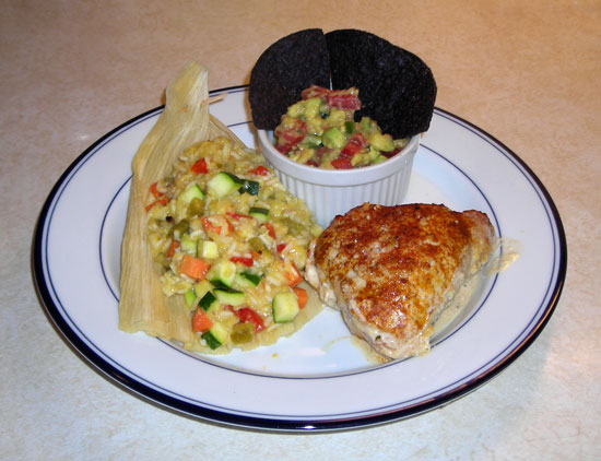 Chipolte-Blue Cheese Stuffed Chicken Breast, Southwestern Rice Pilaf, and Avacado Salsa