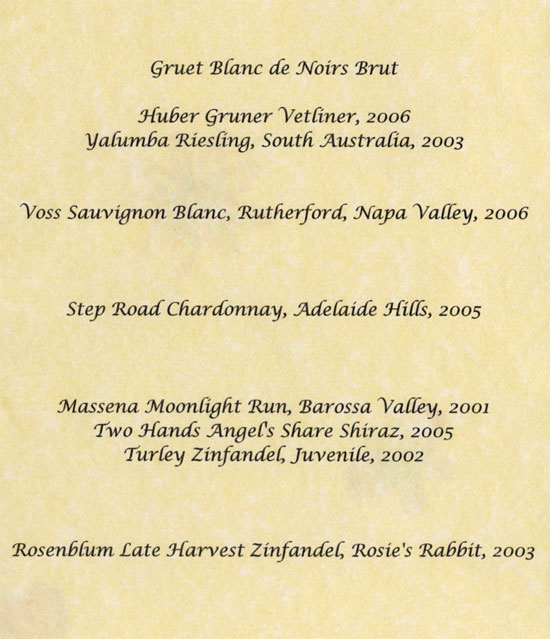 2008 Howes Gourmet Wine List