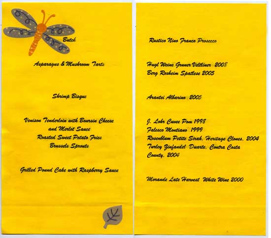 2009 Howes Gourmet Menu