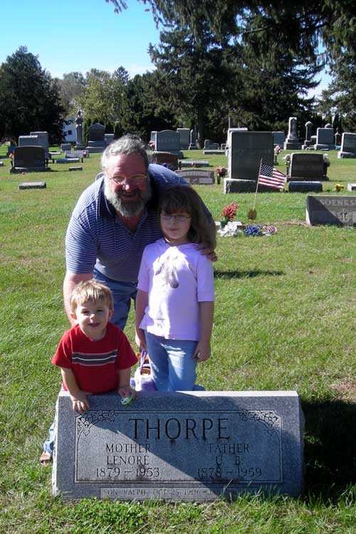 Ben Butch, and Rachel at UB and Lena Thorpe's grave