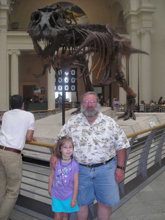 Rachel and Grandpa with Sue the T-Rex